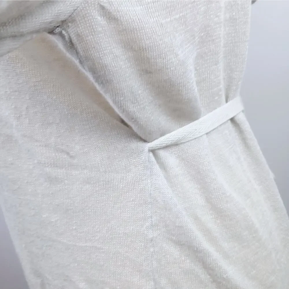 Bryn Walker SZ XL 100% Linen Long Sleeve Hooded Wrap Sweater Lightweight Gray